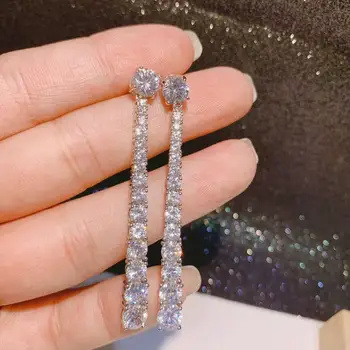 

1 Row Paved AAA Cubic Zirconia Long Dangle Earrings for Women Fashion Wedding Jewelry Gifts Drop Earrings