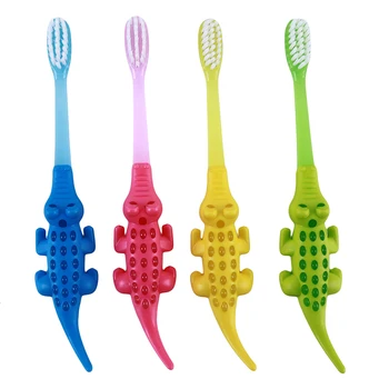 

4pcs Baby Toothbrush Kids Cute Cartoon Crocodile Toothbrush Children Soft Bristle Tooth Mouth Clean Oral Baby Care Supplies