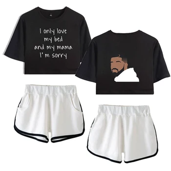 

women's two piece setsT Shirt Harajuku StreetwearI only love my bed and my mama I'm sorry Print Tops Tee T-Shirt+shorts Cotton