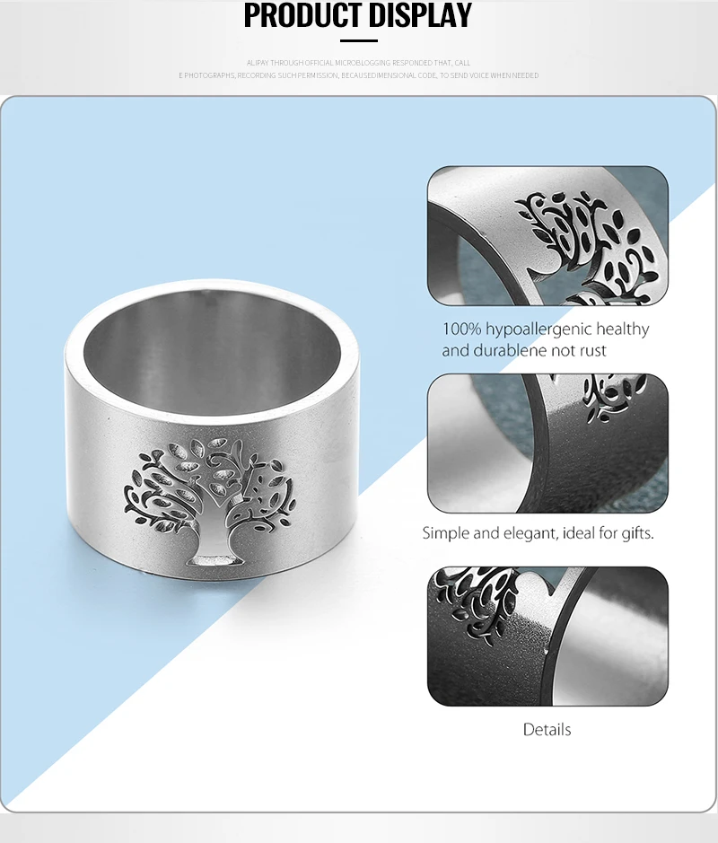 Кольца «Древо жизни», нержавеющая сталь, для женщин и мужчин, полые кольца на палец, Серебряное золото, вечерние, свадебные, роскошные кольца, женские подарки, ювелирные изделия