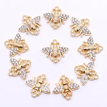 

10pcs 20pcs Gold Bees Jewelry Rhinestone Connector for Jewelry Making DIY Animal Connectors Charms Bracelet Components