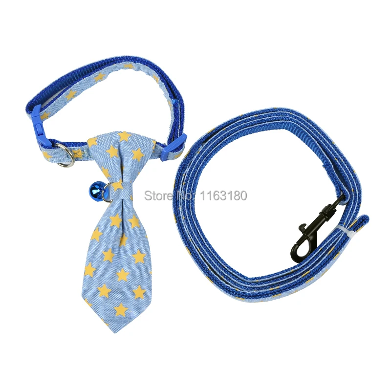 144 Sets/lot Pet Collar With Ties Leash Adjustable Pet Cat Dog Neckties Dog Grooming Supplies