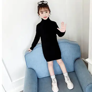 

Girl Long Sweater Solid Color Girls Jumper High Waist Children's Sweater Casual Style Girl Clothes 6 8 10 12 14