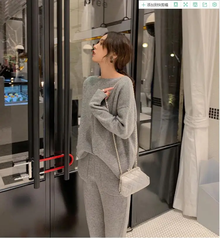 Women Sweater Two Piece knitted Sets Slim Tracksuit 2019 Spring Autumn Fashion Sweatshirts Sporting Suit Female