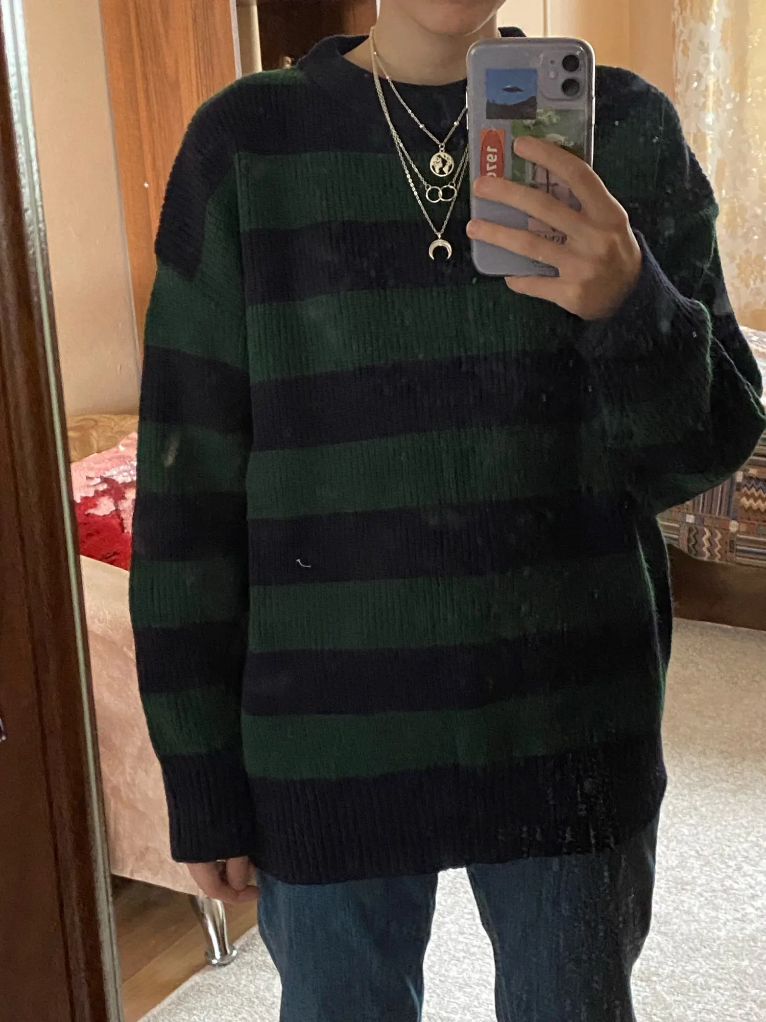 Striped Knitted Sweater Men Women 