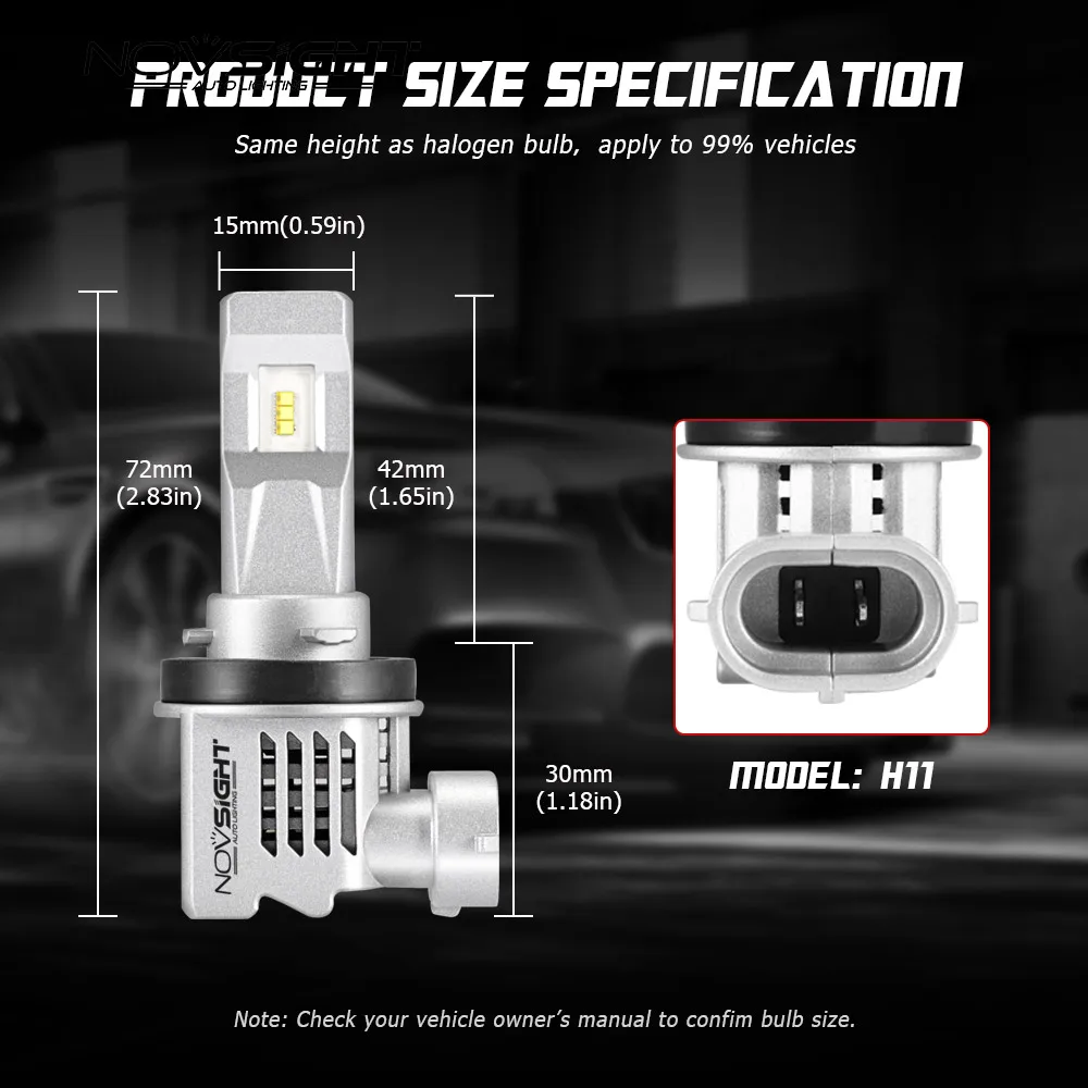 Novsight автомобиль H4 светодиодный H7 лампы для передних фар 12V H11 H8 9005 9006 H1 светодиодный лампы мини-55 W 6000K белый Автомобильная фара лампа