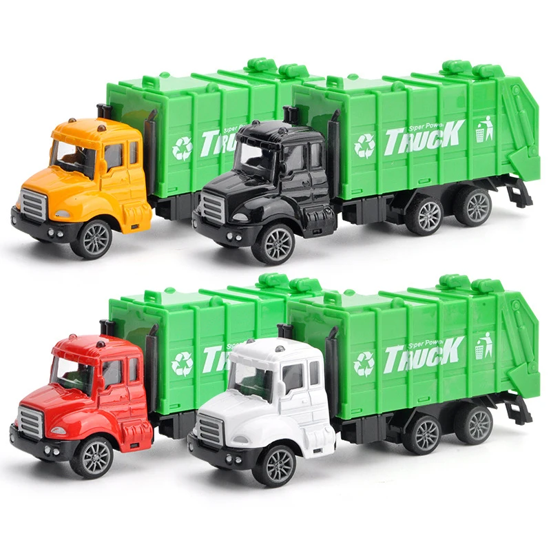 

1:64 Simulation Garbage Truck Model Metal Diecasts & Vehicle Pull Back Sanitation Series Car Birthday Gift for Children Boy Y038