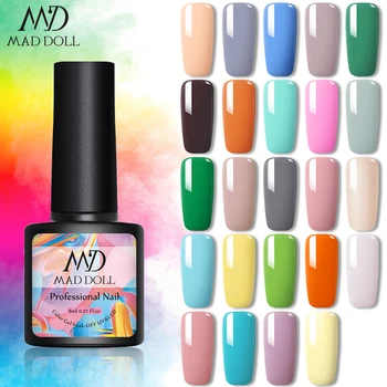 

MAD DOLL 8ml Orange Yellow Color Gel Nail Polish Soak Off UV Gel Varnish Long Lasting Led Gel Bright Summer Nail Art Color Gel