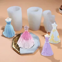 Wedding Dress Patterns Candle Mold Silicone Aromatherapy Plaster Handmade Candle Making Soap DIY Crystal Epoxy Mold Home Decor