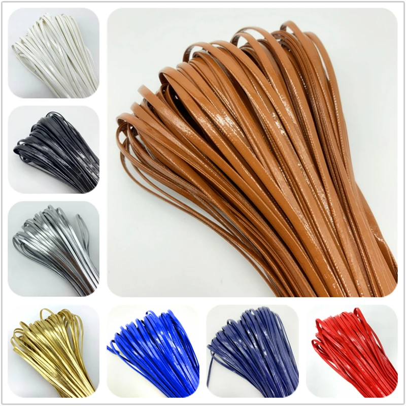 Cuerda plana de cuero PU para hacer joyas, 2/3/4mm, lote de 5 yardas