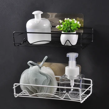

1PC Punch-Free Bathroom Shelf Storage Organizer Shower Wall Shelf Kitchen Bathroom Organizer Basket Wall-Mounted Stroage Rack