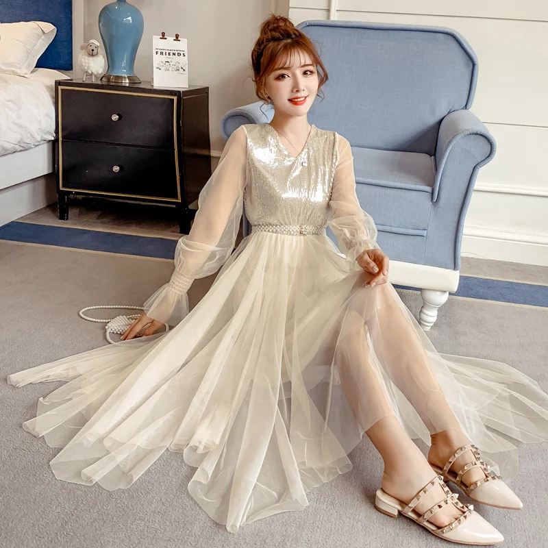 

Temperament Gauze Sexy Maxi Summer Long Bodycon Lace Ladies Dress Elegant Women Splicing Ukraine Befree Vintage Plus Size Boho