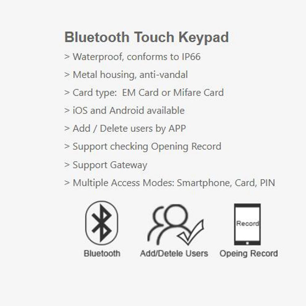 Bluetooth Tuya App Access Controller IP66 Waterproof 125Khz RFID Access Control Add Delete Users by APP 1000 User 100 App User