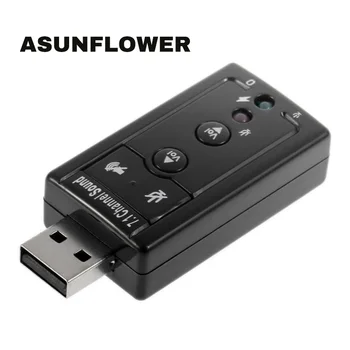 

Asunflower 3D Audio Adapter USB Sound Card For Computer 7.1 Channel External Sound Card with 3.5mm Headset MIC For Windows 7 8