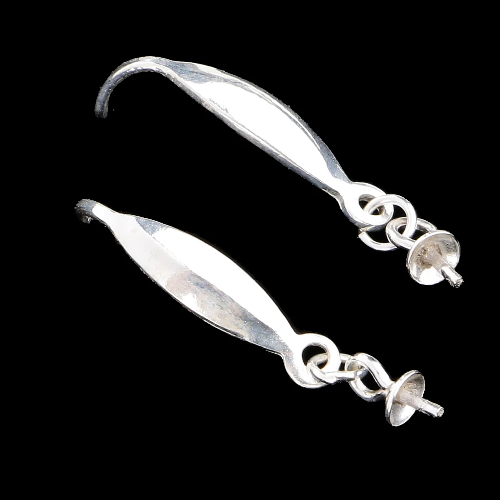 2x 925 Sterling Silver Flower Ear Wire Hooks Earring Findings Jewelry Beads