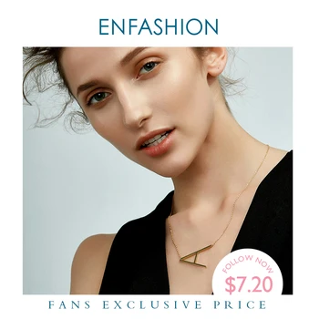 

EnFashion Letter Necklaces Alphabet Initial Pendants Necklace Gold Color Stainless Steel Choker Necklace for Women Jewelry