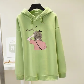 

2019 Winter Women Hoody Sweatshirt Printing Harajuku Letter Rose Lady Hoodie Casual Loose Fleece Pink Pullover Female