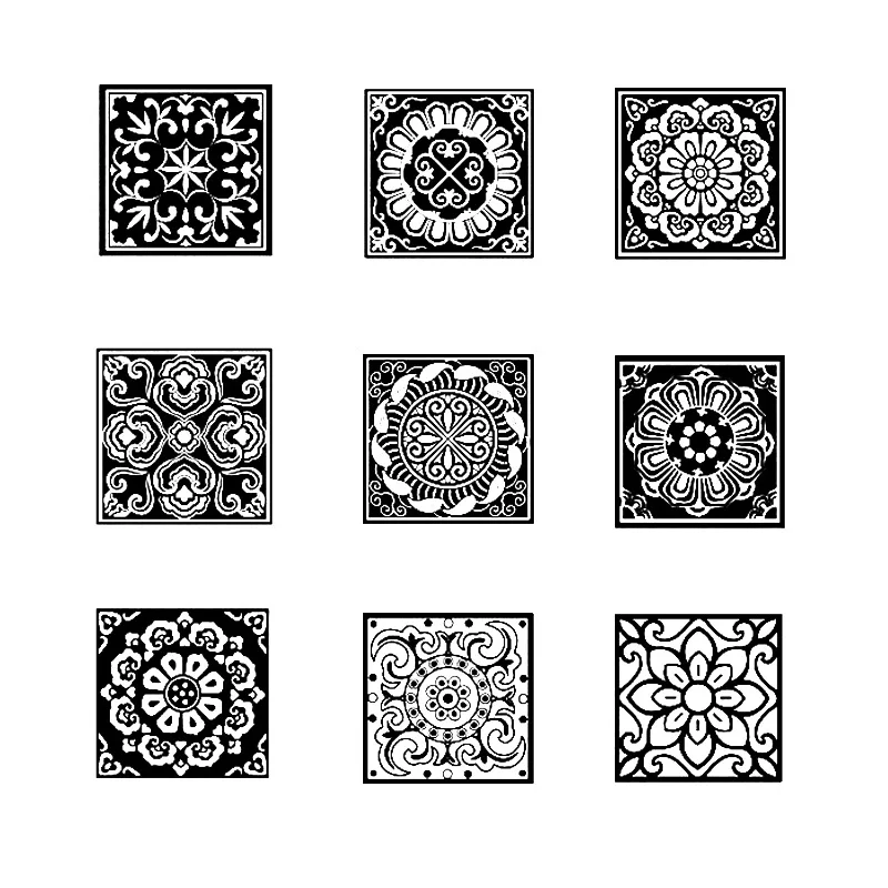 

9 pcs/set Square Vintage Pattern Photosensitive Seal Teacher Planner Stamps Scrapbooking Instagram Bullet Journal Supplies