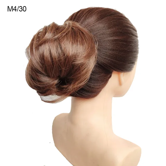 Jeedou Messy Chignon Donut Hair Bun Pad Elastic Hair Rope Rubber Band Synthetic Hairpiece Gary Brown Color S-M4-30