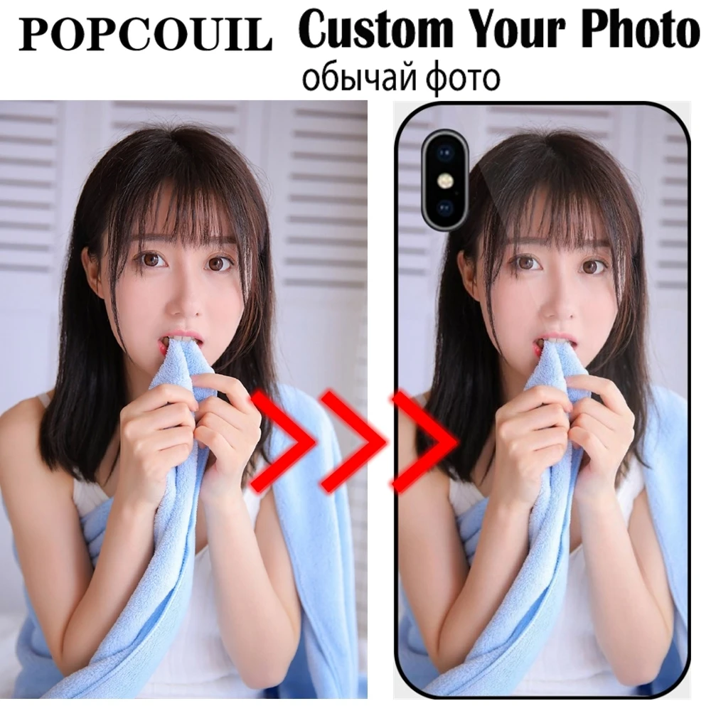 POPCOUIL Custom Luxury Leather Phone Case for IPhone 13 6 7 8 Plus X 11 Pro XS MAX XR Cover Customized Design Picture Name Photo apple mag charger