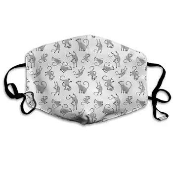 

Comfortable Two Layer Dust Mask, Soft Gray Monkeys Drawing Face Mask Cover Mouth for Adults and Teens