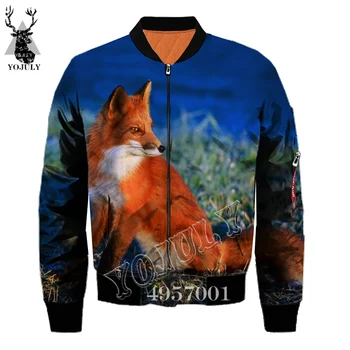 

Animal fox 3D Print Harajuku Flying jacket Top aviator pilot Fashion Streetwear Hip hop Men Bomber Jackets Women Clothing Y650