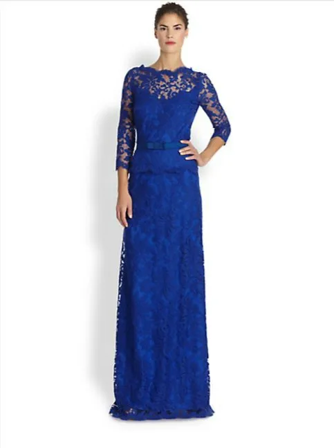 vestido de festa, длинный рукав, халат de soiree,, новая мода, сексуальное, королевское, синее, кружевное, официальное, вечернее платье для женщин