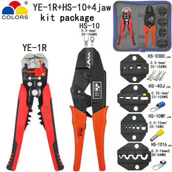 

HS-10 crimping pliers stripper electrical tools kit 03BC/40J/10WF/1016 4 jaw for 10mm2 non-insulation tube pulg terminals