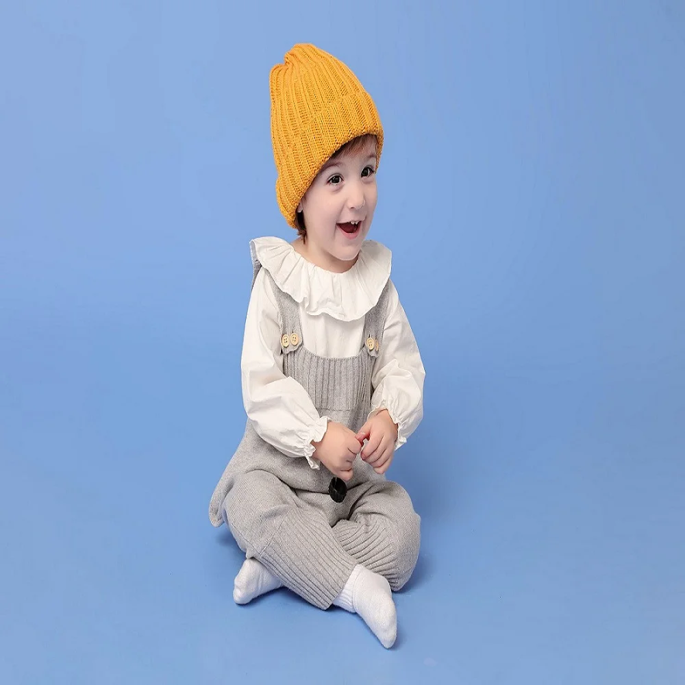 Yellow Новые модные вязаные хлопковые шапки-бини с манжетами для маленьких мальчиков и девочек на осень и зиму, теплые детские шапки-бини на каждый день - Цвет: Yellow