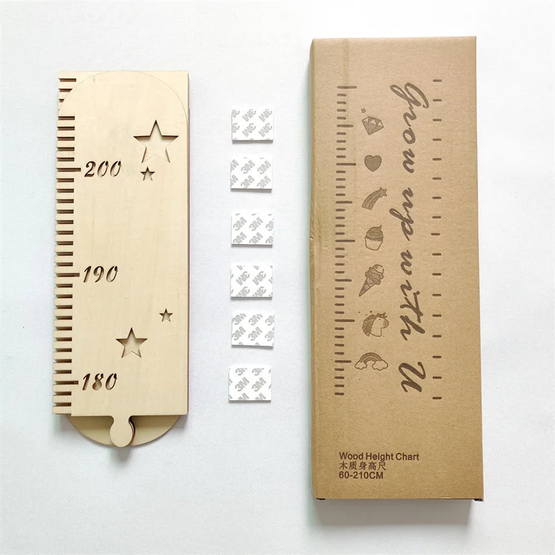 5Pc Nordic Wooden Kids Height Growth Chart Ruler for Boys and Girls Height Gauge Room Decoration Wall Meter Measurement Stickers