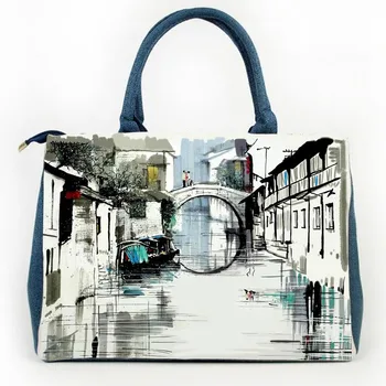 

Bieyang Origional Shoulder Bag Printed Women's Canvas Handbag 2020 Cotton and Linen Women's Hand Bag New China Bag