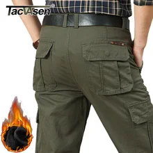 TACVASEN брюки карго мужские хлопковые повседневные Прямые брюки средней талии брюки с несколькими карманами саржа 42 Большие размеры брюки военные рабочие брюки