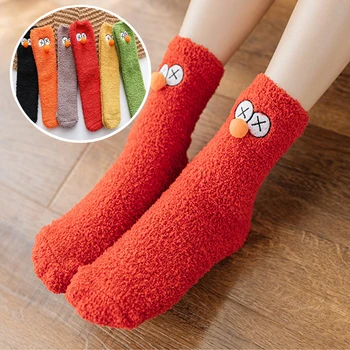 

Fashion Women's Thick Socks Harajuku Kawaii Candy Colorful Bird Plush Coral Fleece Warm Funny Cute Winter Christmas Gift Sock