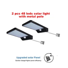 2/4pcs 48 LED Solar Power Street Light PIR Motion Sensor Lamps Garden Security Lamp Outdoor Street IP65 Waterproof Wall Lights s