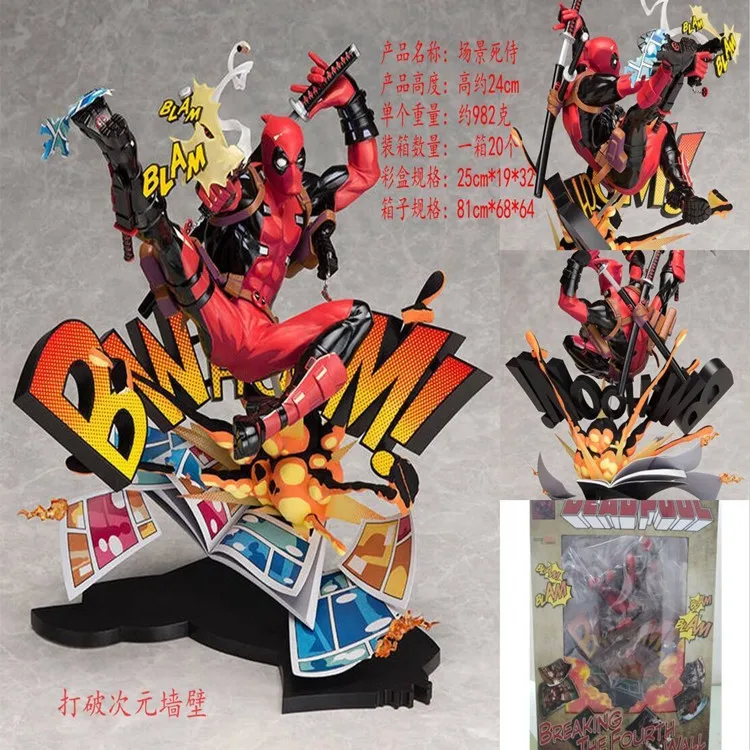 

Comic Exhibition Marvel Cartoon Small Base Deadpool Scene Deadpool Breaking Dimensional Wall Garage Kit Model