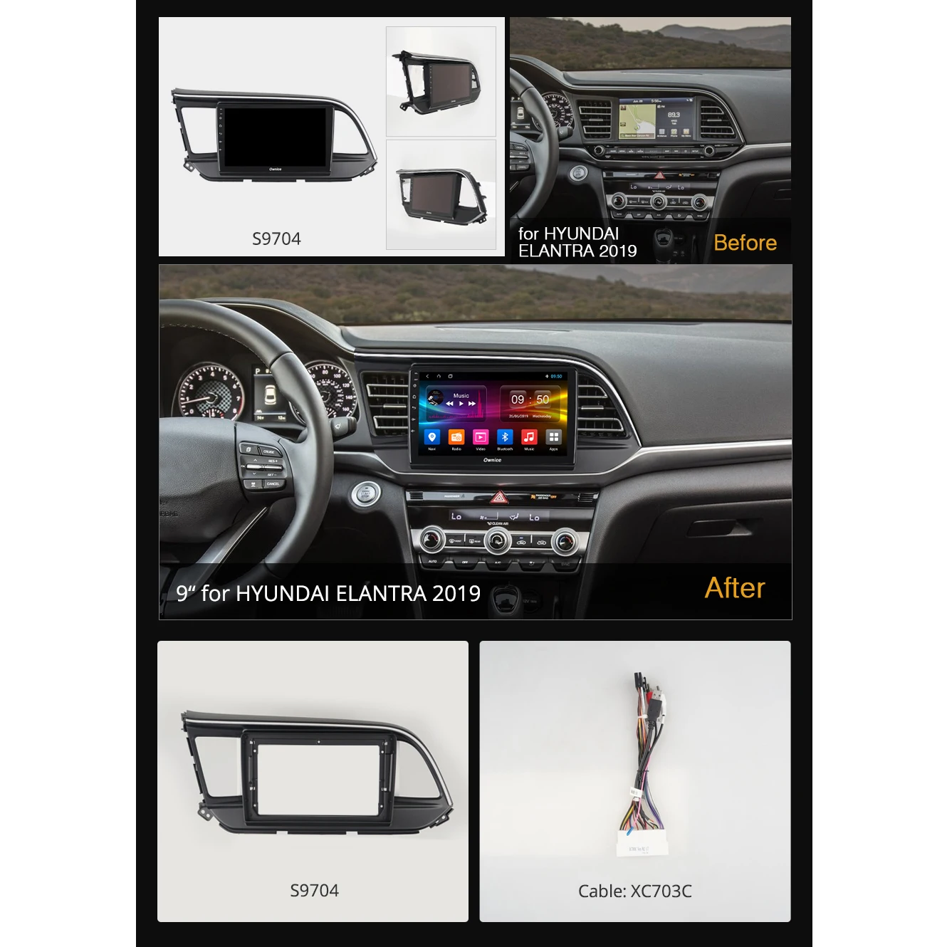 Excellent 360° 4×Camera 4G LTE Android 9.0 8Core 4+64G DSP Auto CarPlay Car Multimedia SPDIF GPS Radio Player for Hyundai Elantra 2019 LHD 1