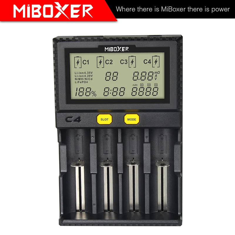 Оригинальное зарядное устройство Miboxer C4 с ЖК дисплеем для аккумуляторов li