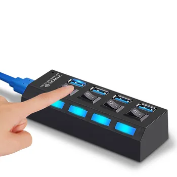 

USB 3.0 Hub 4 Port Expander Adapter 5Gbps with Individual LED Power Switches 2.2 M for Windows XP/2000/Vista/WIN 7/8/10