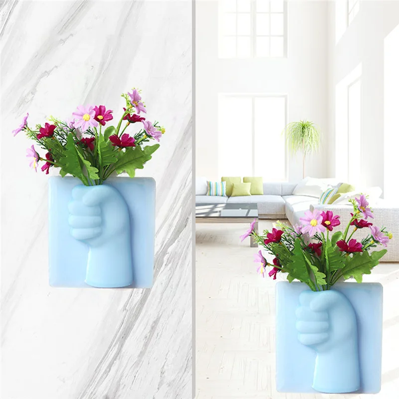 Силиконовый липкий цветок ваза палка на стене цветок для ванной завод контейнерный горшок дома стены двери зеркало украшения поставки