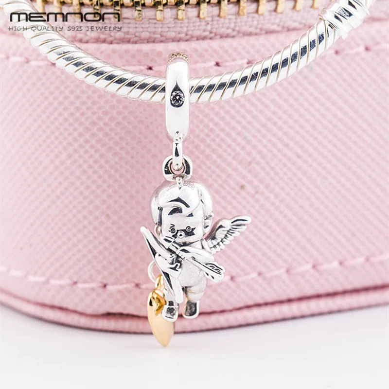 Valentine's Day Shine Cupid and You Charms 925 sterling silver heart charm fit bead charm Bracelets DIY Jewelry For women