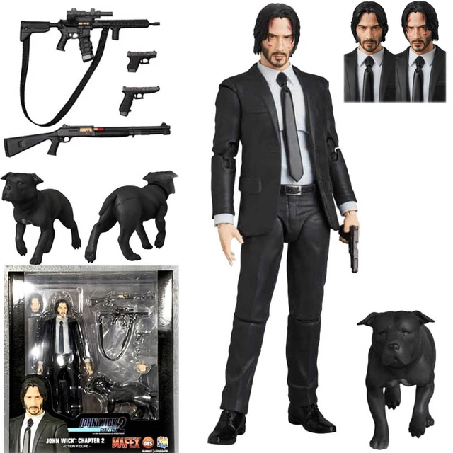 17cm John Wick Action Figures With Dog Anime Figure Mafex085 Keanu