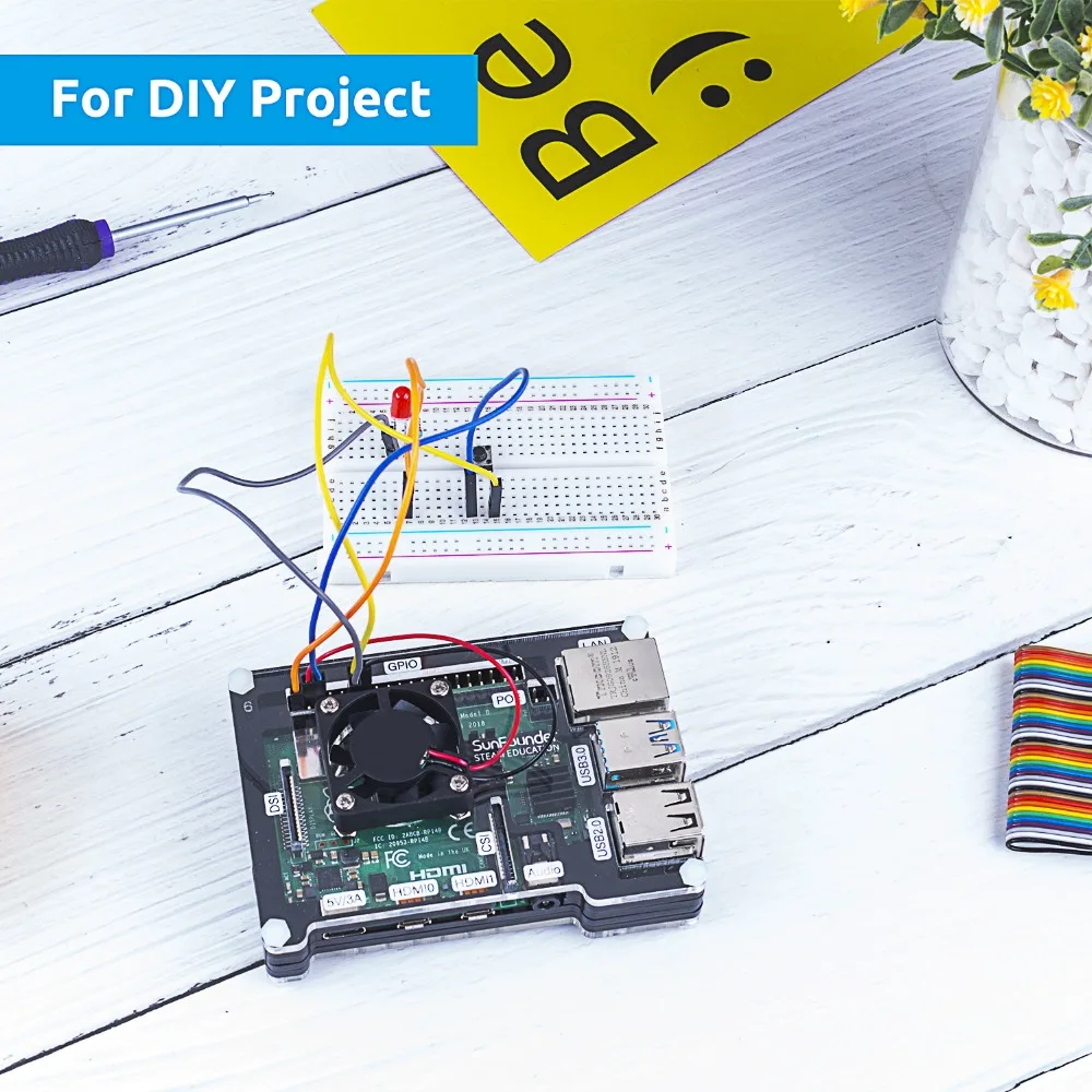 SunFounder Raspberry Pi 4 чехол с вентилятором и Raspberry Pi радиаторы, 6 слоев акриловый чехол для Raspberry 4 Модель B/Raspberry Pi 4b