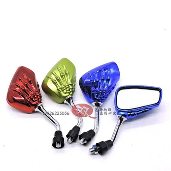 

mini ghost hand decal red green blue racing moto parts motorcycle rearview mirror universal 8MM 10MM electrical scooter mirror