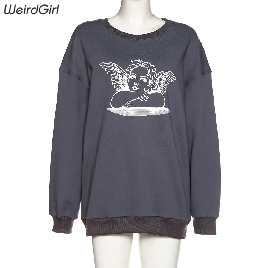 Weirdgirl, женские толстовки с принтом, повседневные, модные, свободные, большие размеры, с длинным рукавом, женские свитшоты, уличная одежда на осень и зиму