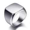 Bagues personnalisées à graver initiale pour hommes, chevalière masculine en acier inoxydable, bijoux vierges, bande, ton argent poli, taille américaine