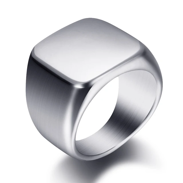 Bagues personnalisées à graver initiale pour hommes, chevalière masculine en acier inoxydable, bijoux vierges, bande, ton argent poli, taille américaine