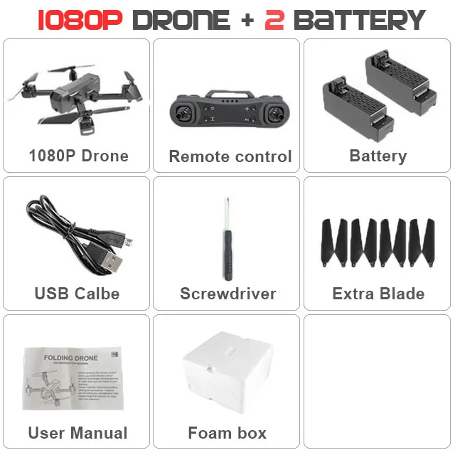 KF607 Дрон с FPV Wifi 4 K/1080 P HD Двойная камера оптический поток Квадрокоптер селфи складной мини Дрон VS SG106 visuo xs816 - Цвет: Foam Box 1080P 2B