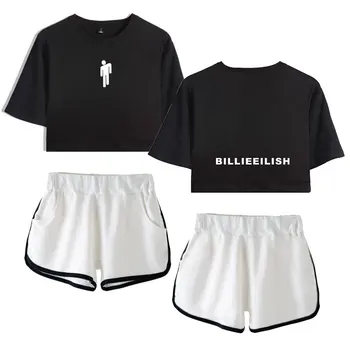 

New Arrival Billie Eilish Sets Women Two Piece Set Summer Fashion Crop Top And Shorts Popular Kpop Billie Eilish Suit Clothes