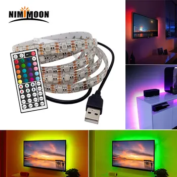 

DC 5 V USB LED strip of 5050 RGB LED waterproof Flexible light 50 CM 1 M 2 M remote control 44Key for lighting