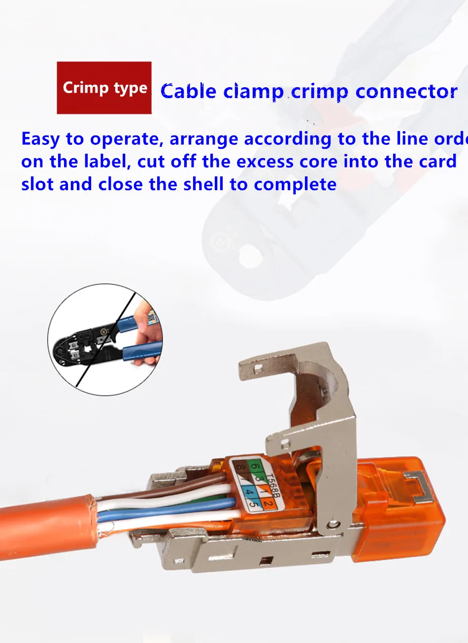 Cat6A Cat7 Cat8 Rj45 Connectors Tool-Free Crimping Shielded Ethernet Cable LAN Corner Adapter Network Cable Internet RJ45 Plug